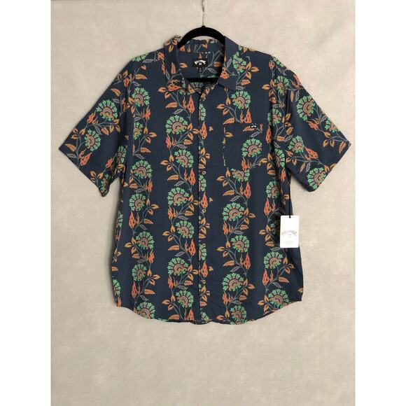 Billabong Men's Large Sunday Button-Up Shirt Floral Flame NEW - Picture 1 of 7